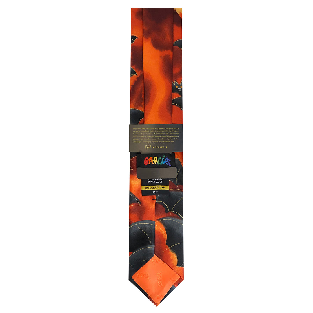 Jerry Garcia Halloween Flying Bats Extra Long Tie