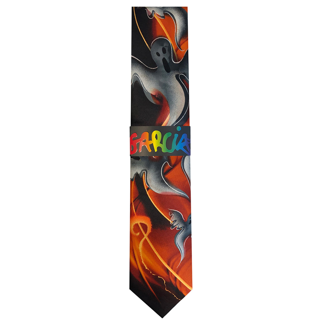 Jerry Garcia Halloween Flying Ghosts Extra Long Tie
