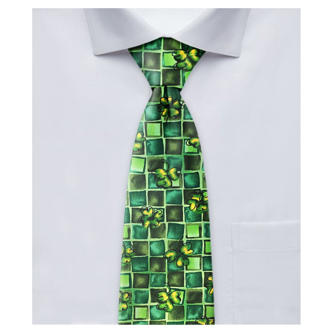 Jerry Garcia St. Patrick's Clovers Mosaic Extra Long Tie