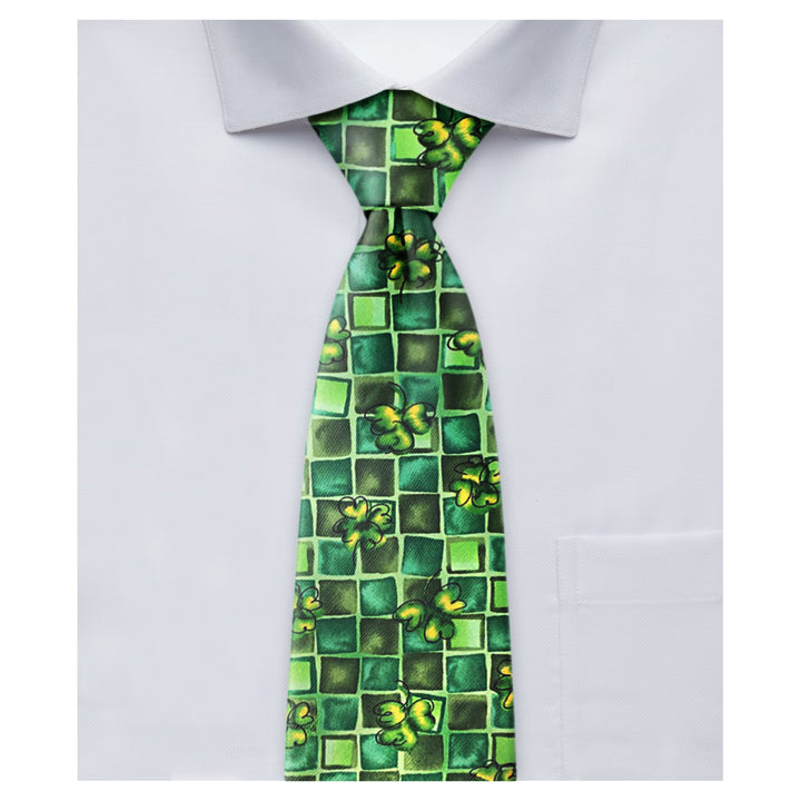 Jerry Garcia St. Patrick's Clovers Mosaic Extra Long Tie