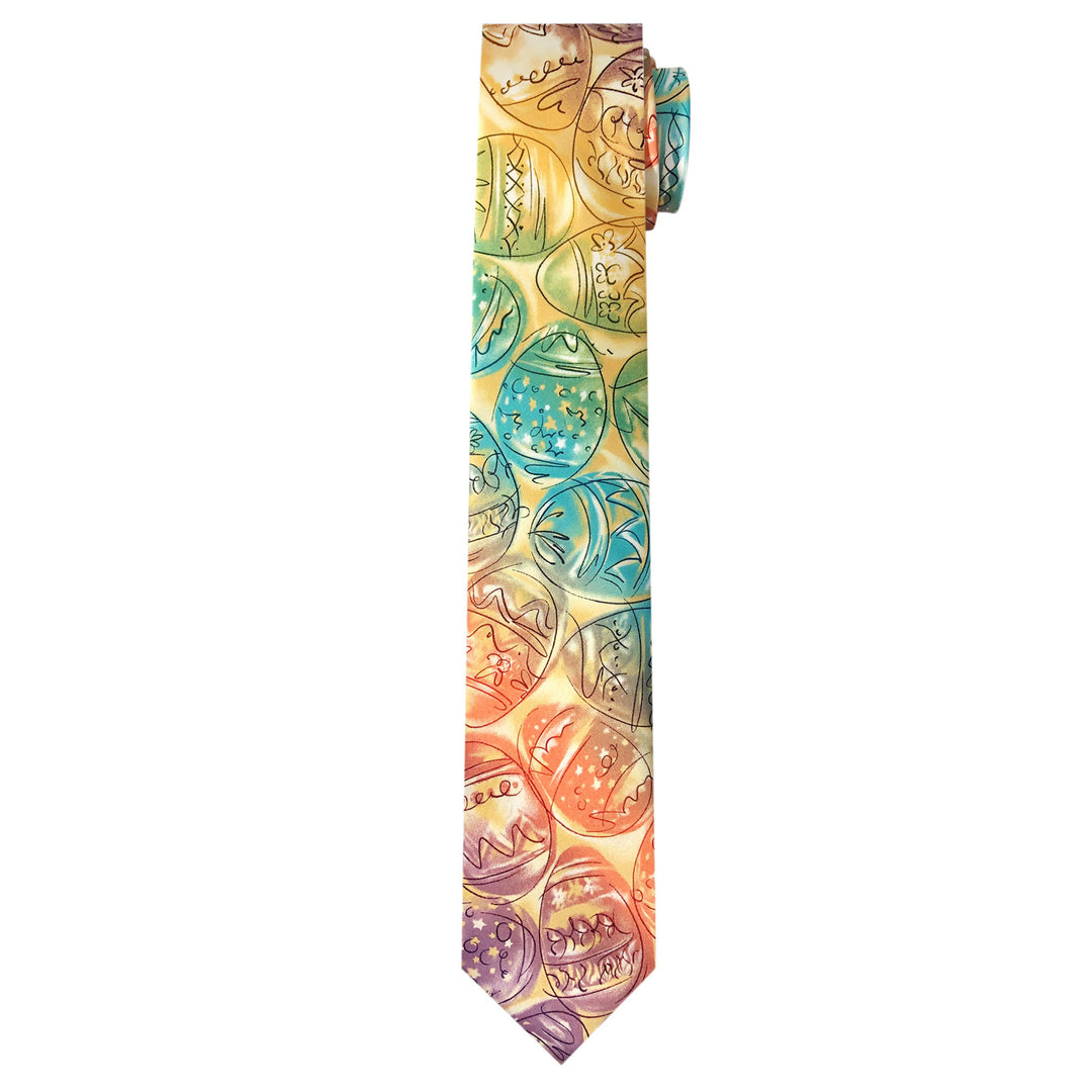 Jerry Garcia Easter Decorated Eggs Extra Long Tie