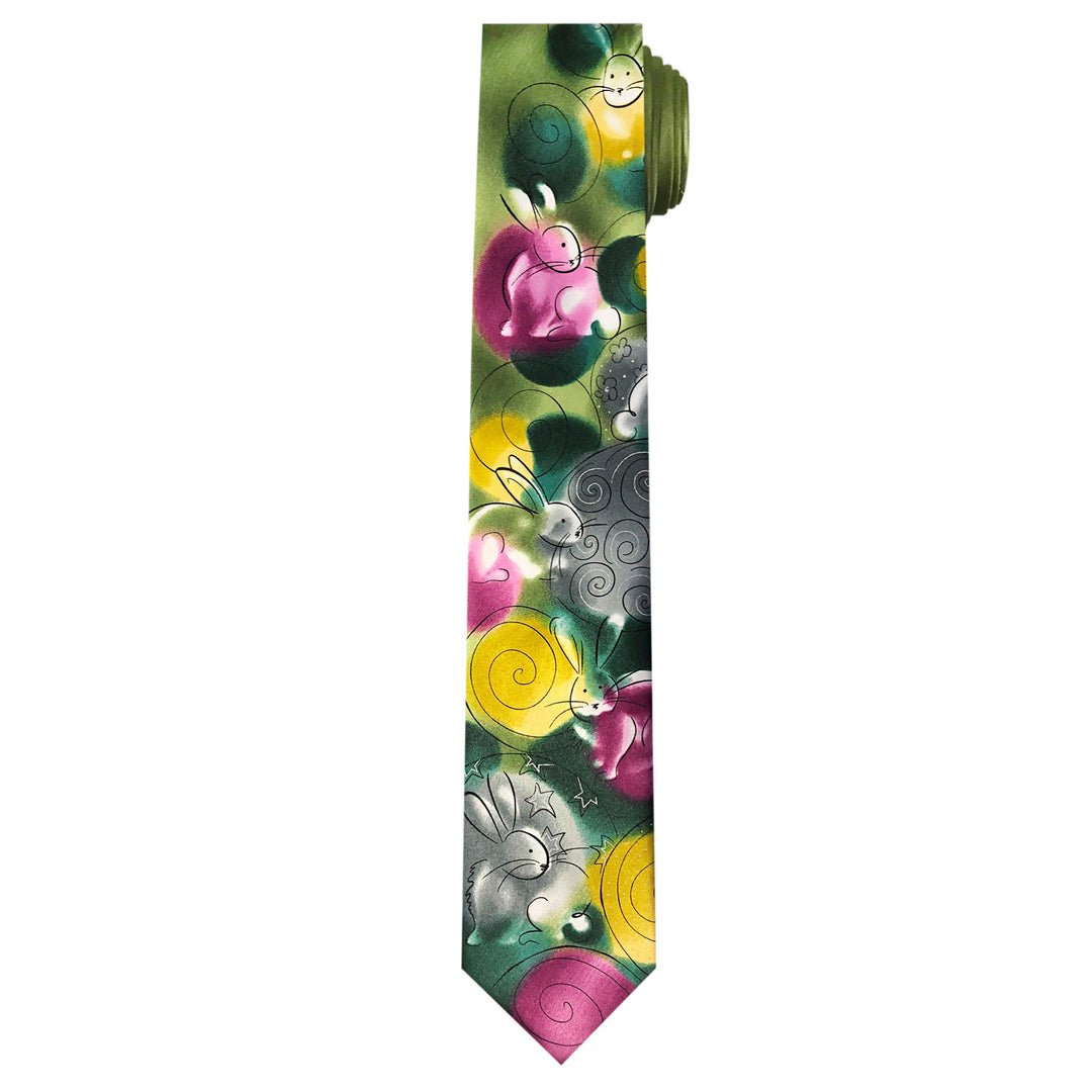 Jerry Garcia Easter Rabbits Eggs Extra Long Tie
