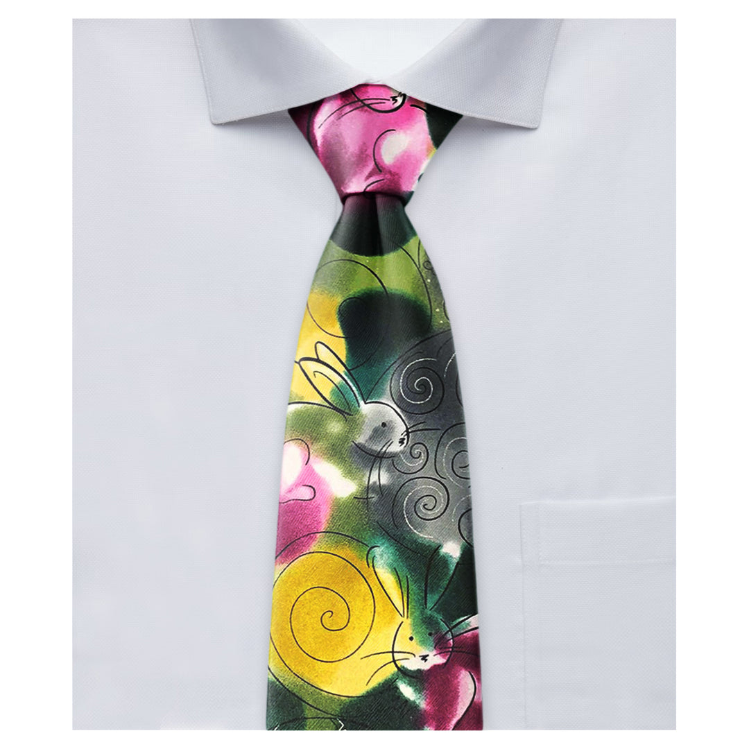 Jerry Garcia Easter Rabbits Eggs Extra Long Tie