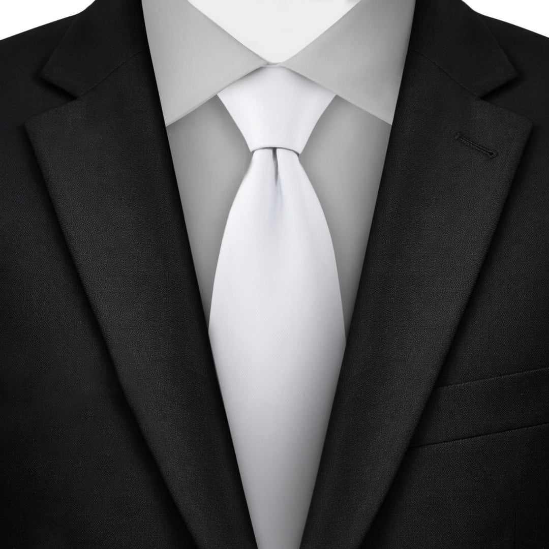Solid Zipper Tie - White
