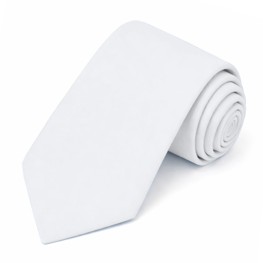 Solid Extra Long Tie - White