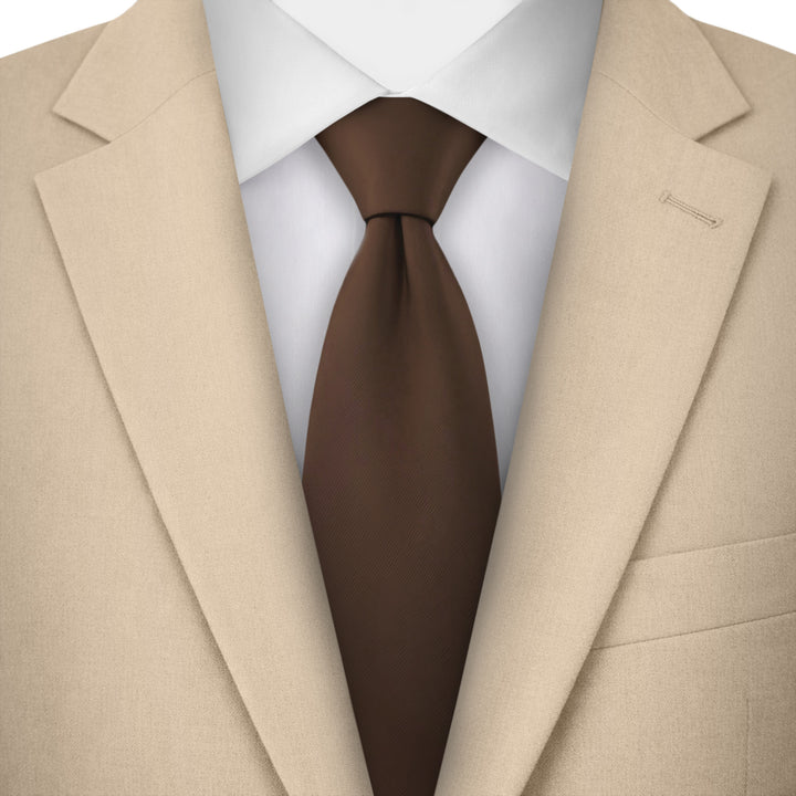 Solid Zipper Tie - Brown