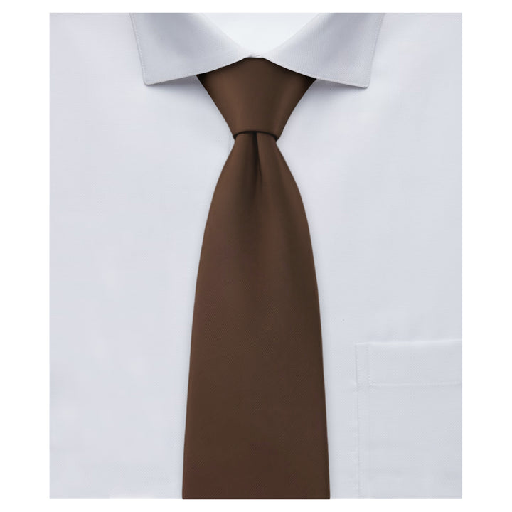 Solid Zipper Tie - Brown