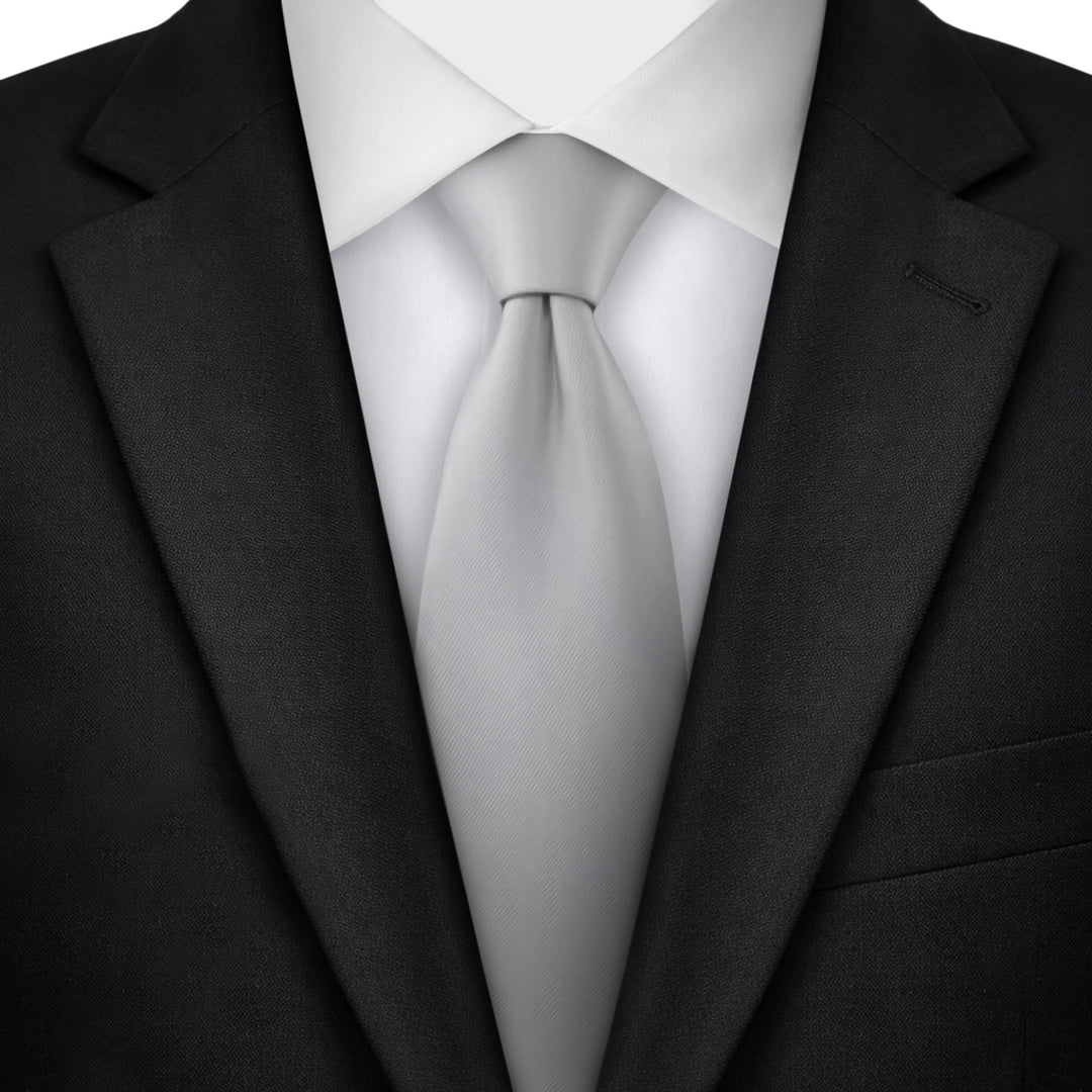 Solid Zipper Tie - Silver