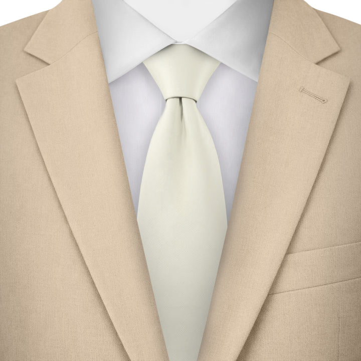 Solid Zipper Tie - Ivory