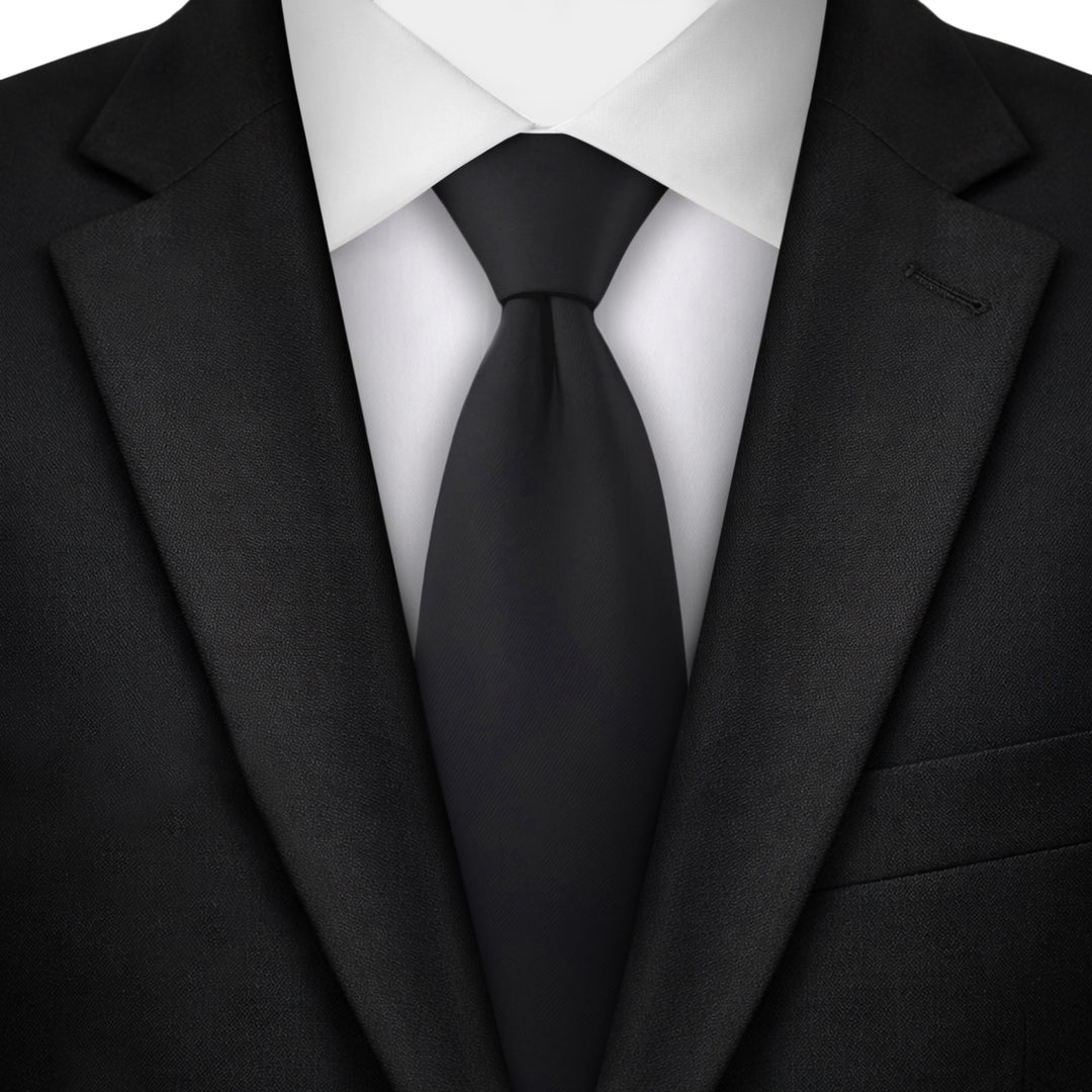 Solid Extra Long Tie - Black