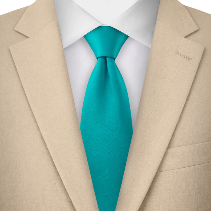 Solid Zipper Tie - Teal