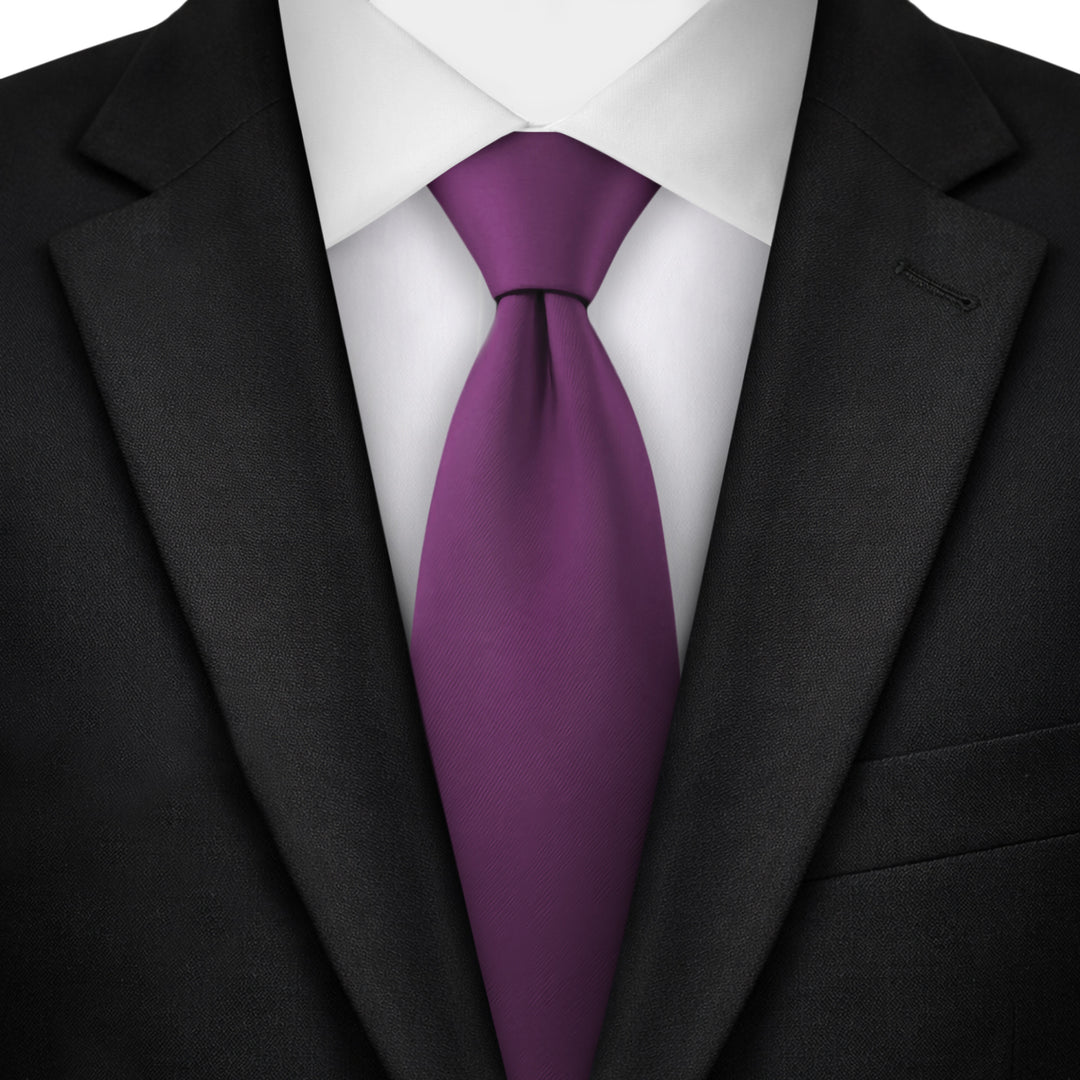 Solid Clip-On Tie - Eggplant