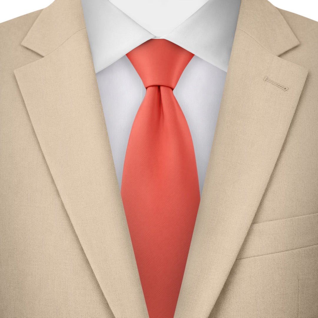 Solid Zipper Tie - Coral