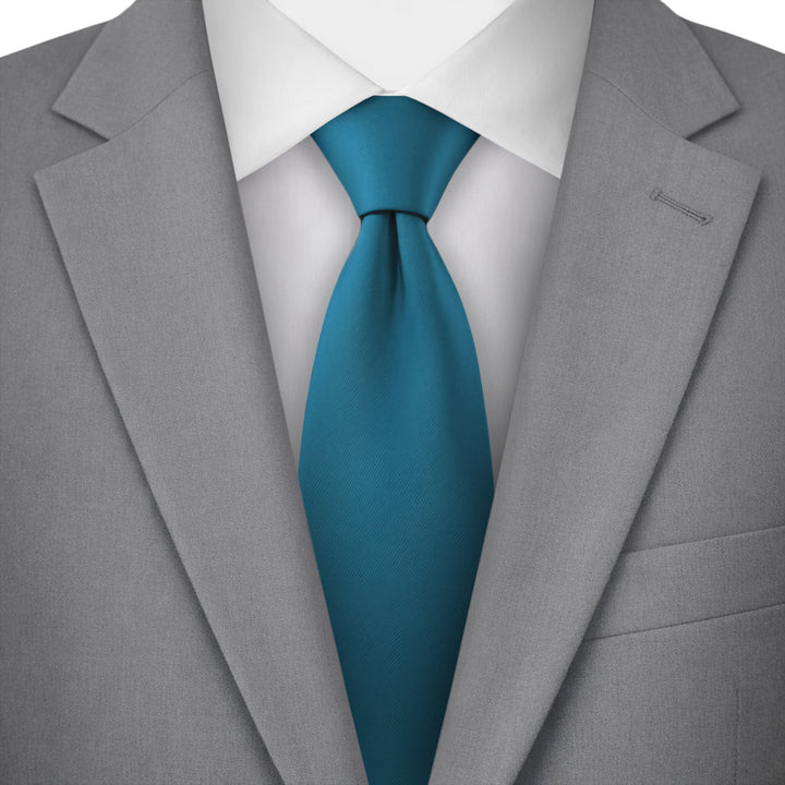 Solid Zipper Tie - Pacific Blue