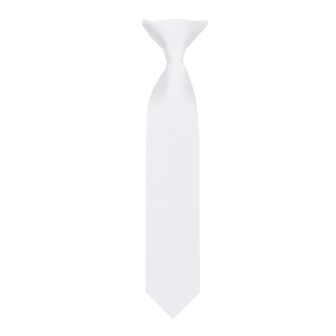 Kids' Solid 11" Clip-On Tie - White