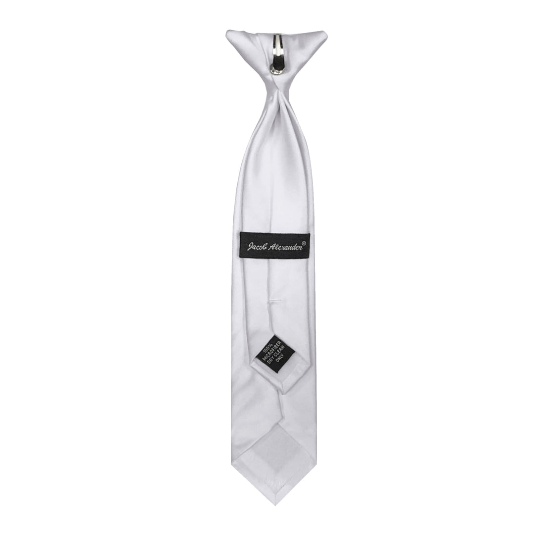 Kids' Solid 11" Clip-On Tie - White