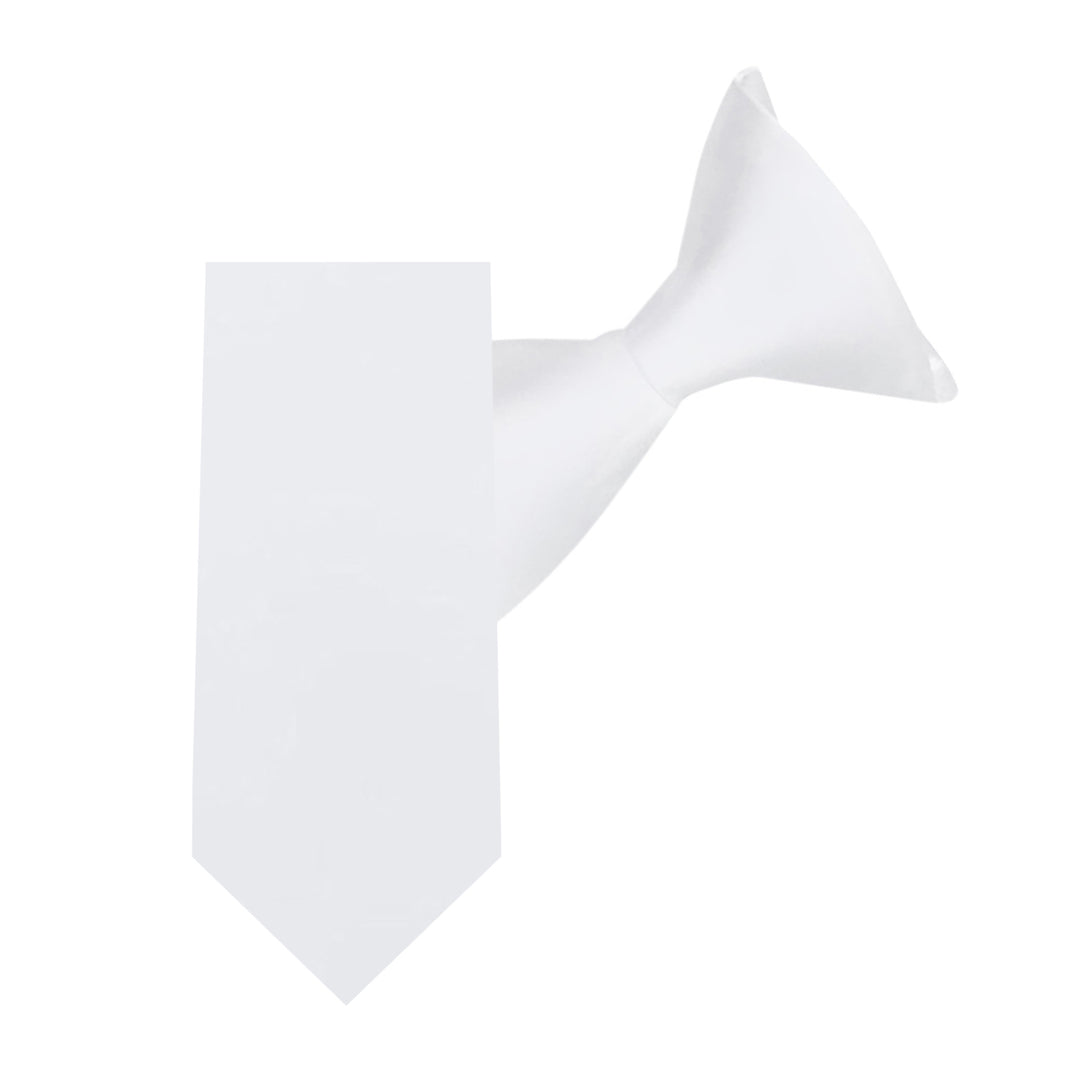 Kids' Solid 11" Clip-On Tie - White