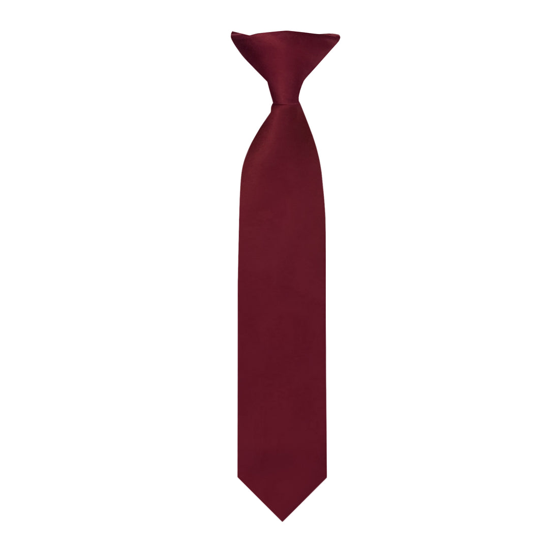 Kids' Solid 11" Clip-On Tie - Burgundy