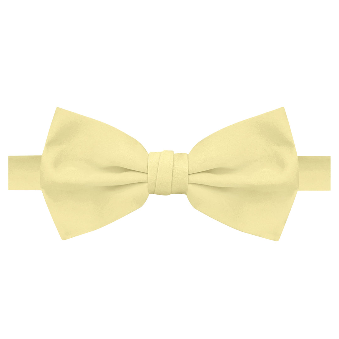Wedding Men's Solid Banded Bow Tie - Yellow