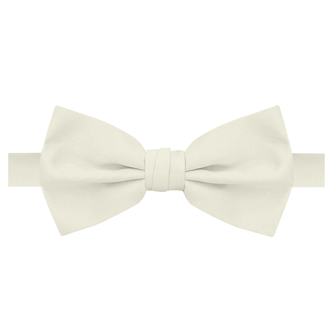 Wedding Men's Solid Banded Bow Tie - Ivory Cream