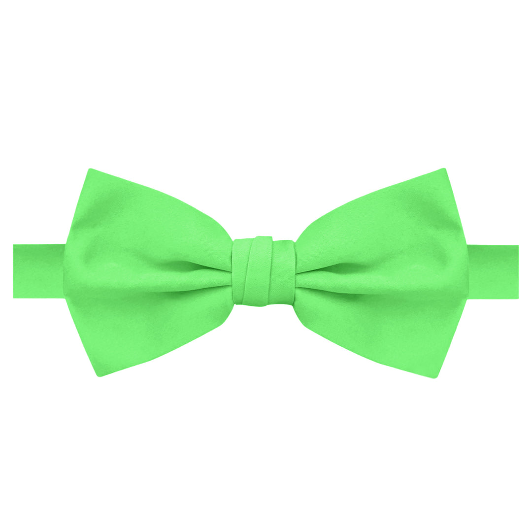 Wedding Men's Solid Banded Bow Tie - Lime Green