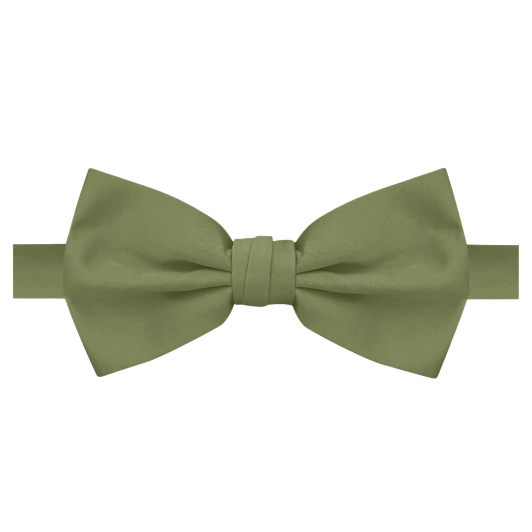 Wedding Men's Solid Banded Bow Tie - Olive