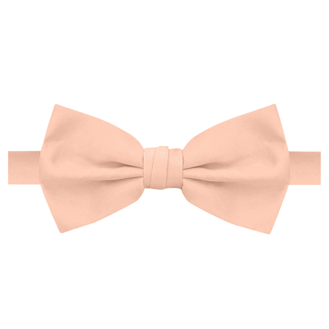 Wedding Men's Solid Banded Bow Tie - Peach