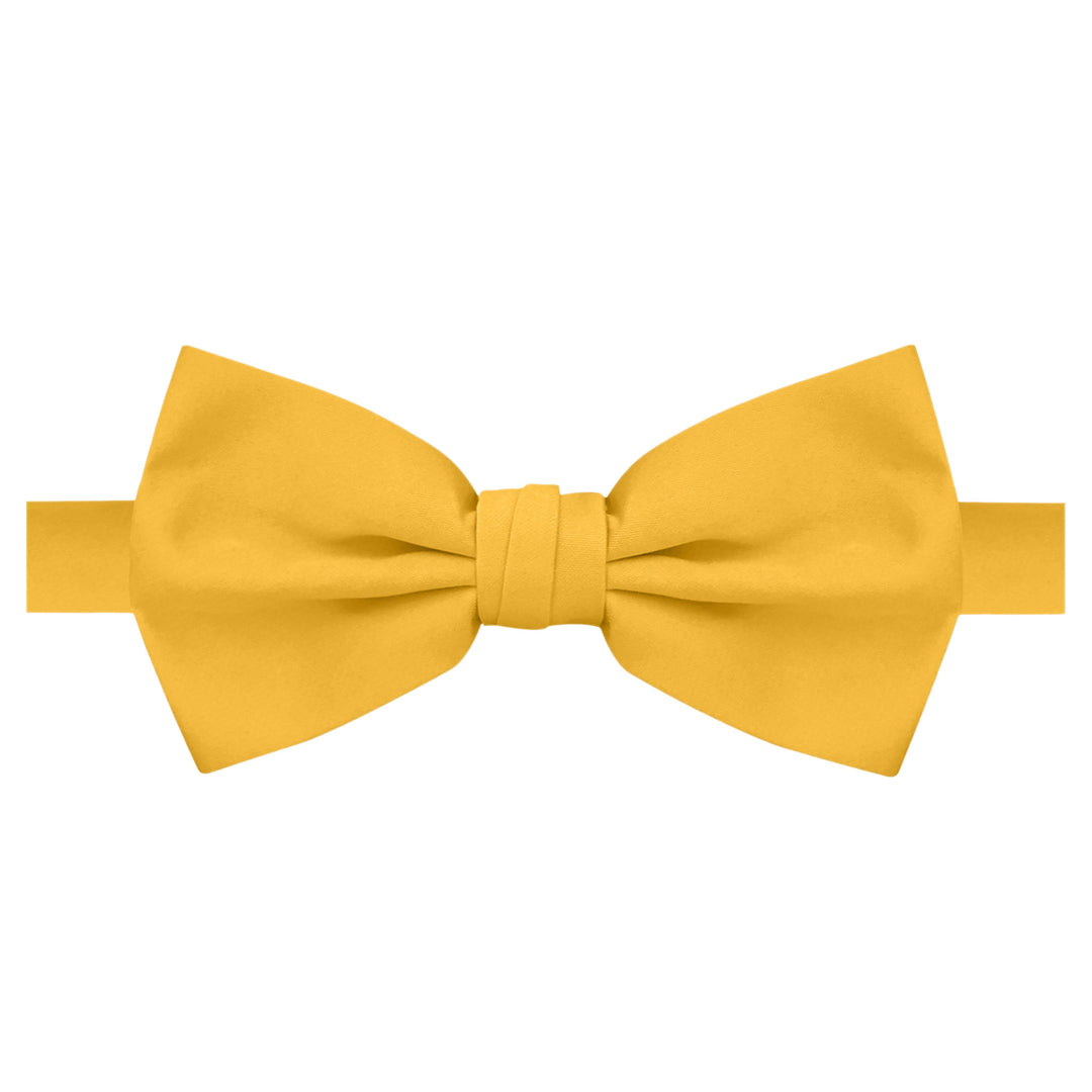 Wedding Men's Solid Banded Bow Tie - Bright Gold