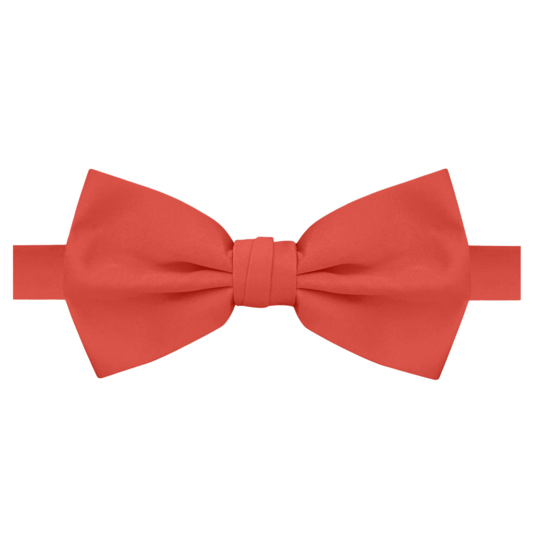 Wedding Men's Solid Banded Bow Tie - Coral