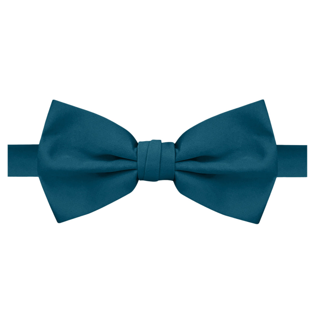 Wedding Men's Solid Banded Bow Tie - Pacific Blue