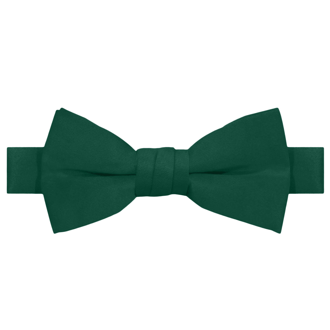 Wedding Kids' Solid Banded Bow Tie - Forest Green