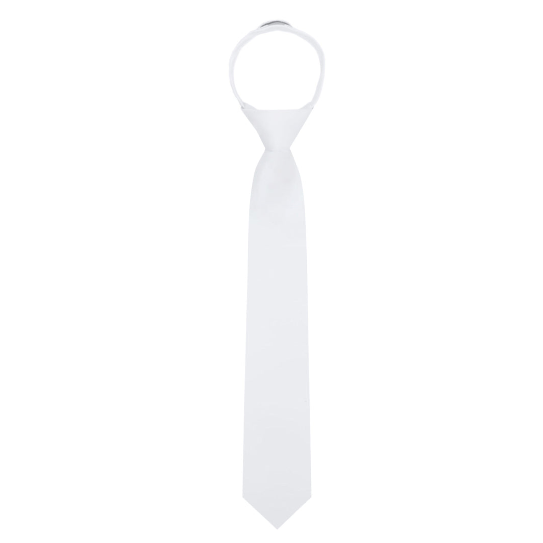 Kids' Solid 14" Zipper Tie - White