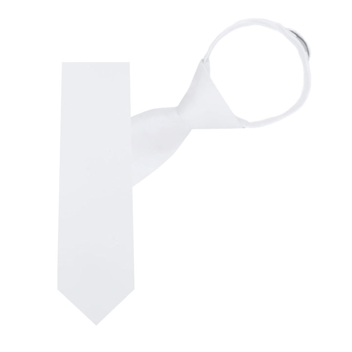Kids' Solid 14" Zipper Tie - White