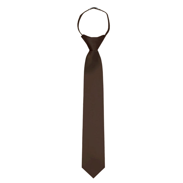 Kids' Solid 14" Zipper Tie - Brown