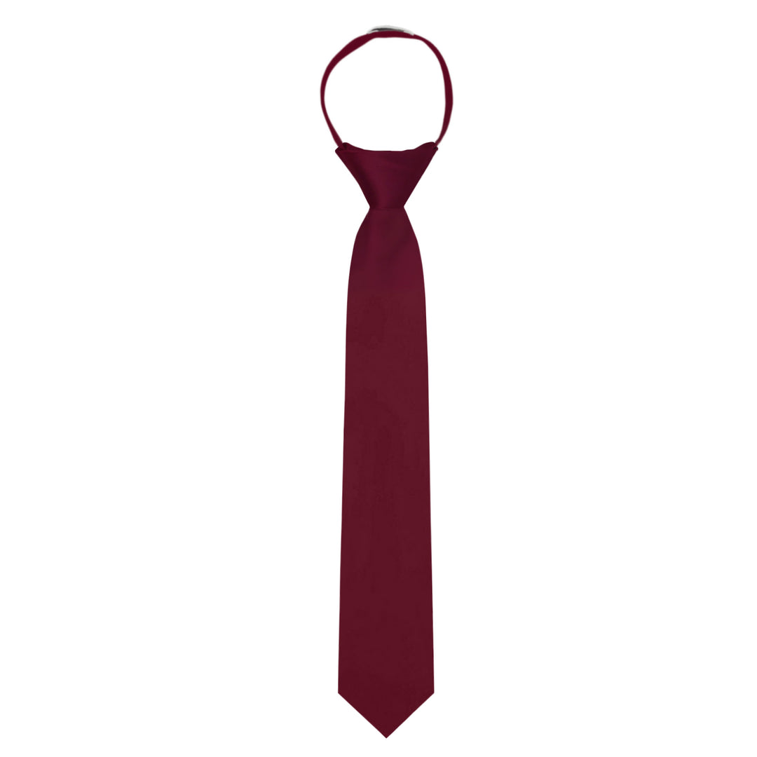 Kids' Solid 14" Zipper Tie - Burgundy