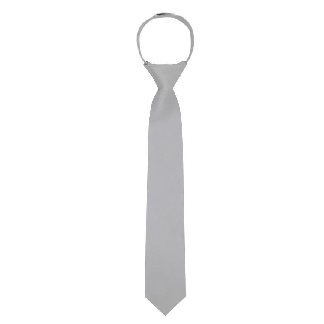 Kids' Solid 14" Zipper Tie - Silver