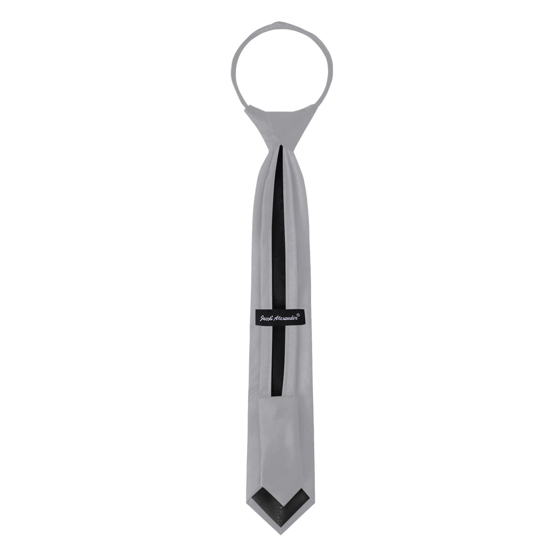Kids' Solid 14" Zipper Tie - Silver