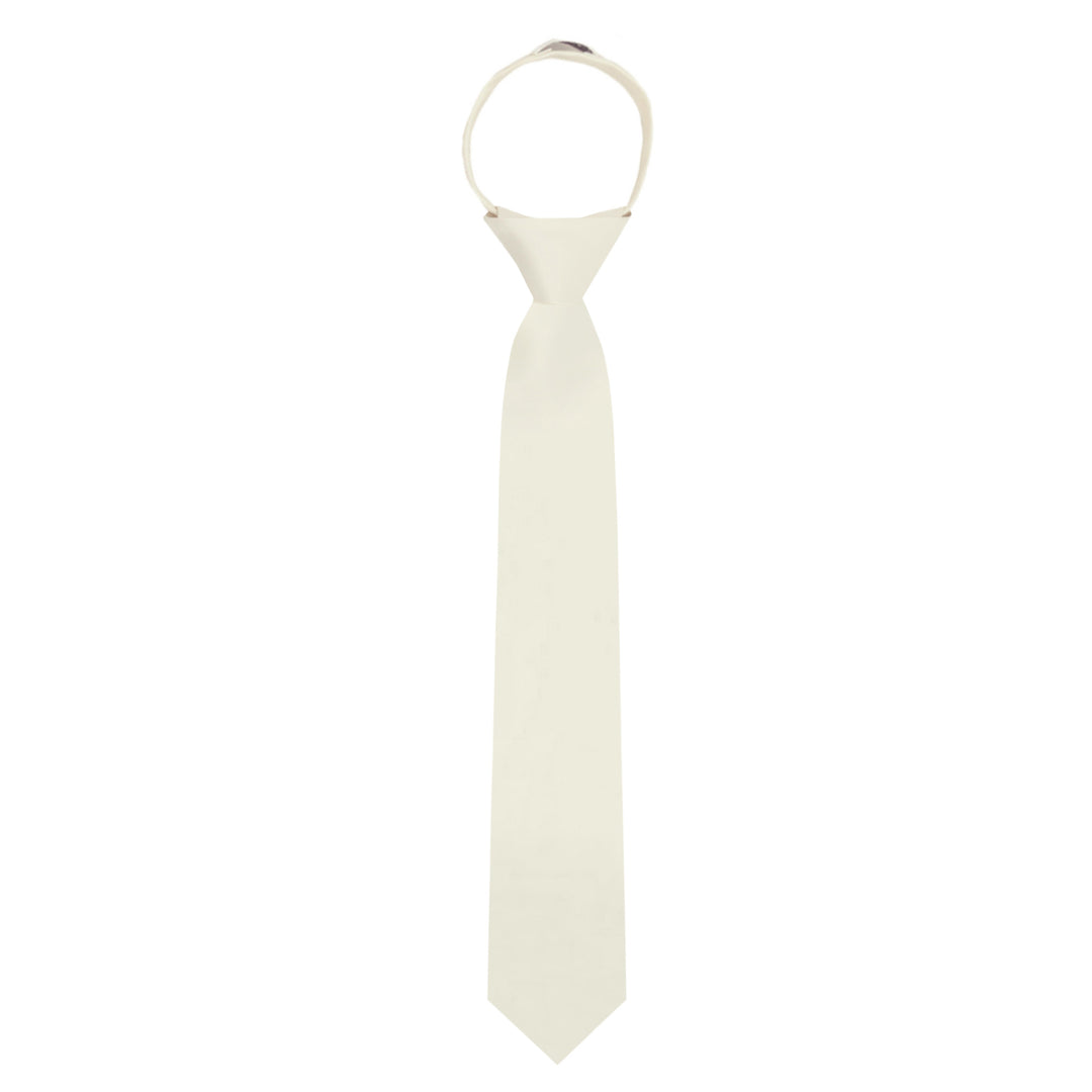 Kids' Solid 14" Zipper Tie - Ivory