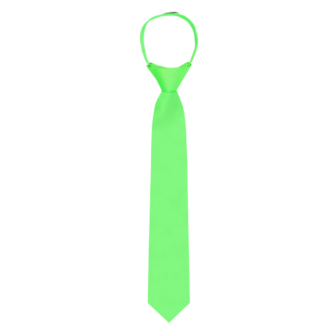 Kids' Solid 14" Zipper Tie - Lime Green