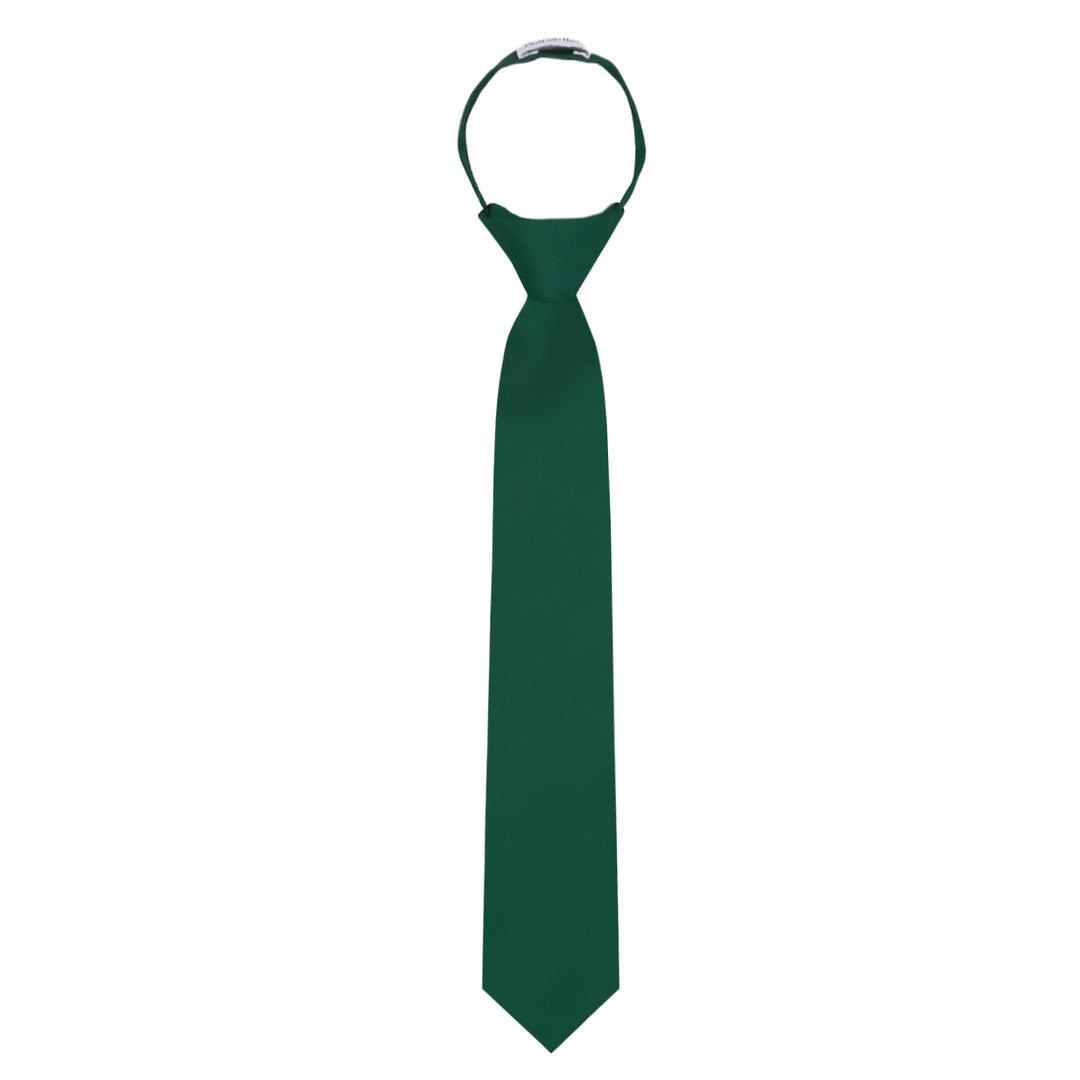 Kids' Solid 14" Zipper Tie - Hunter Green