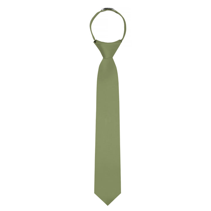 Kids' Solid 14" Zipper Tie - Olive Green