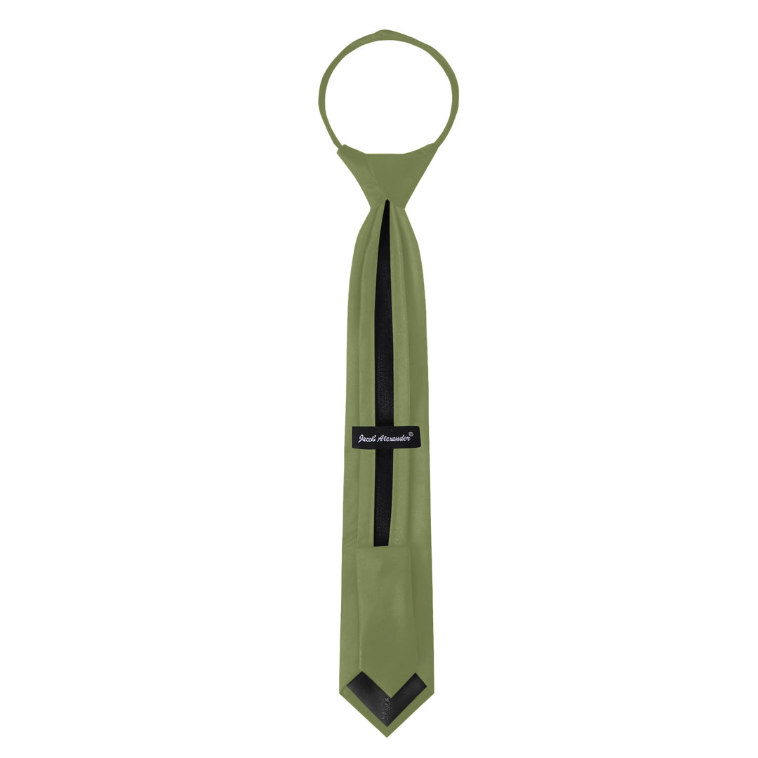 Kids' Solid 14" Zipper Tie - Olive Green