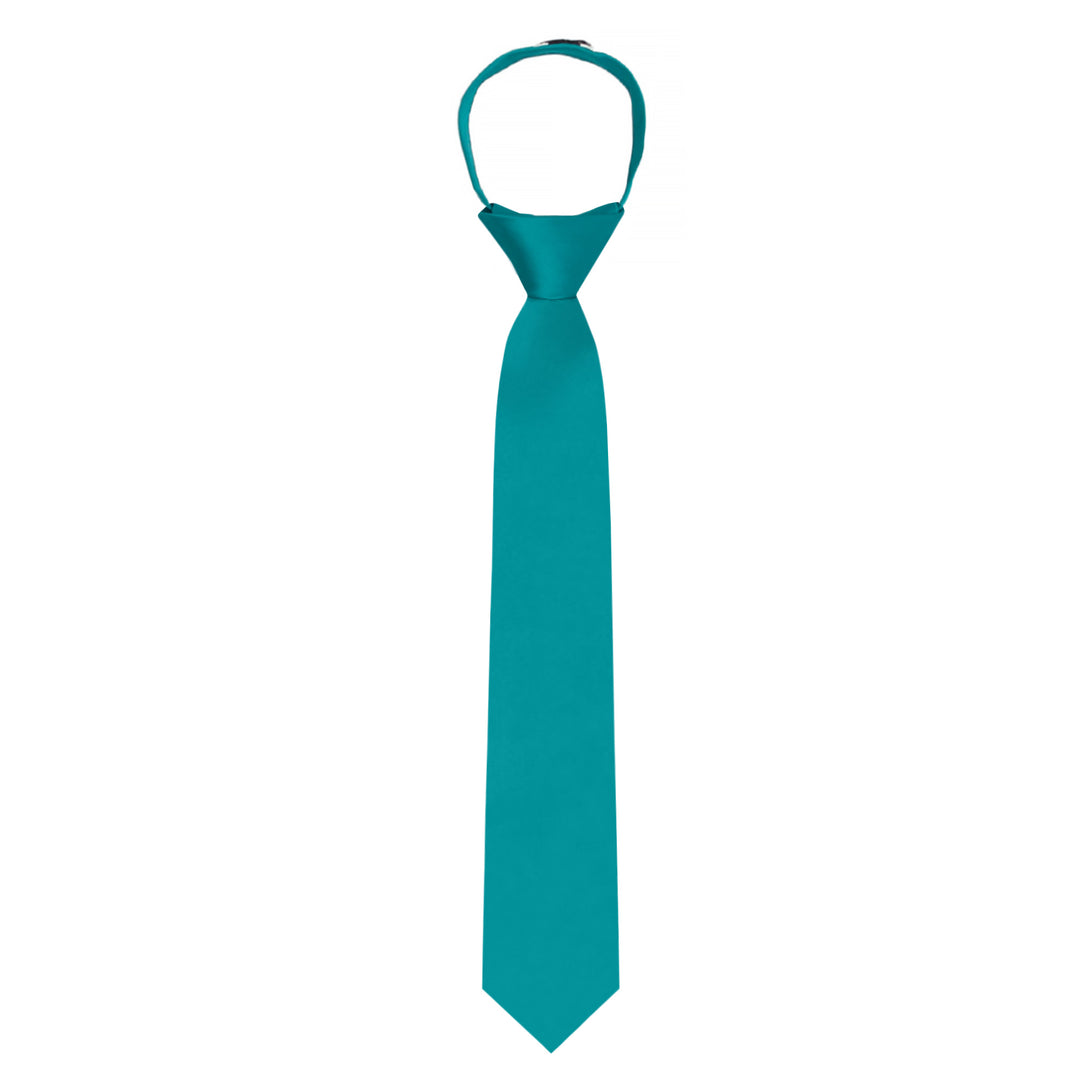 Kids' Solid 14" Zipper Tie - Teal Green