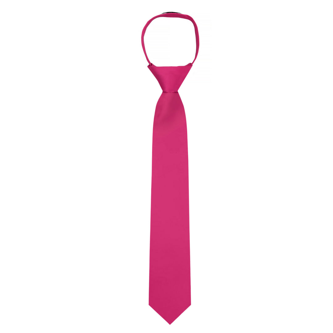 Kids' Solid 14" Zipper Tie - Fuchsia Pink