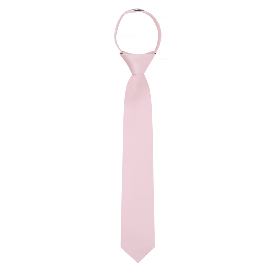 Kids' Solid 14" Zipper Tie - Bridal Pink