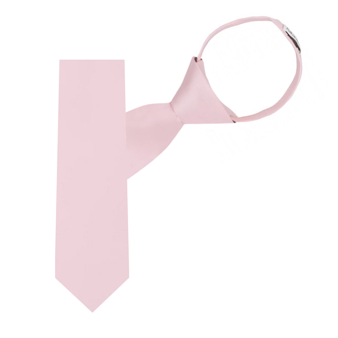 Kids' Solid 14" Zipper Tie - Bridal Pink