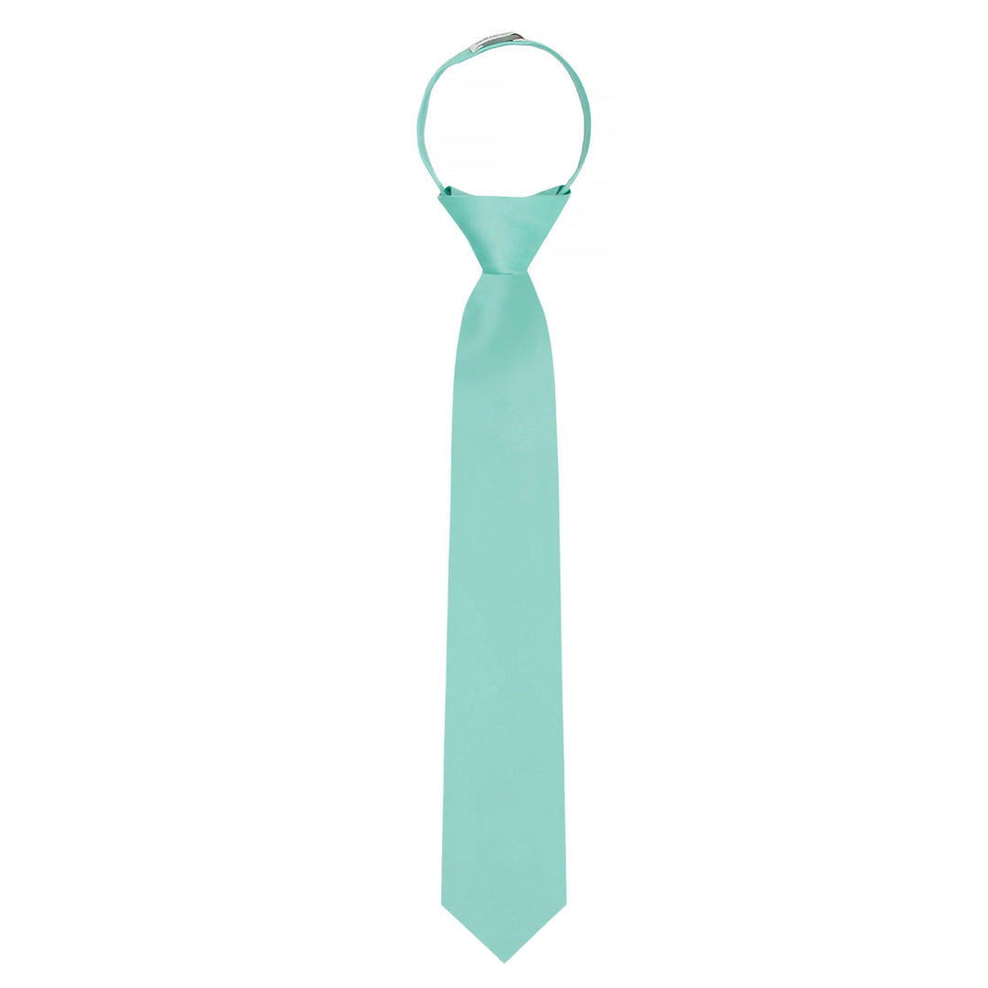 Kids' Solid 14" Zipper Tie - Aqua