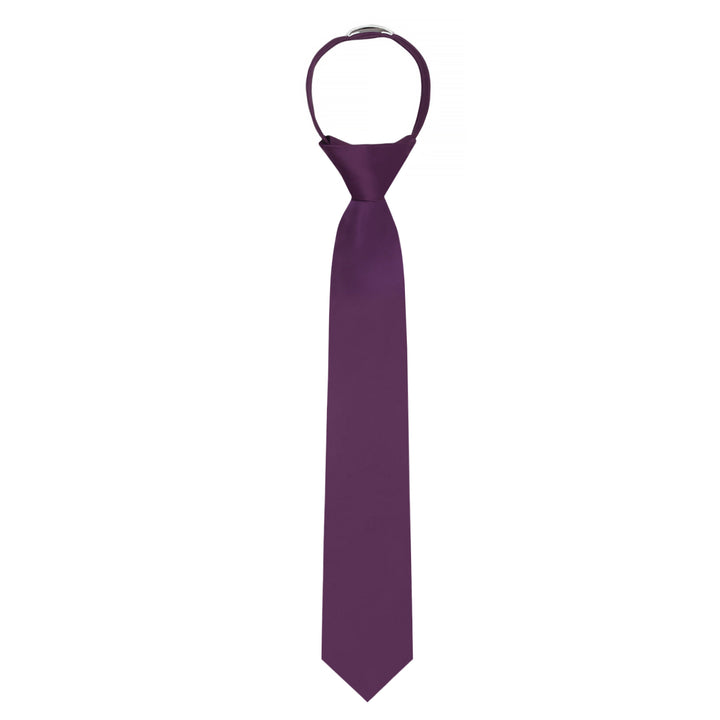 Kids' Solid 14" Zipper Tie - Eggplant