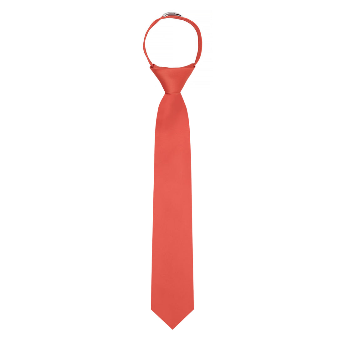 Kids' Solid 14" Zipper Tie - Coral