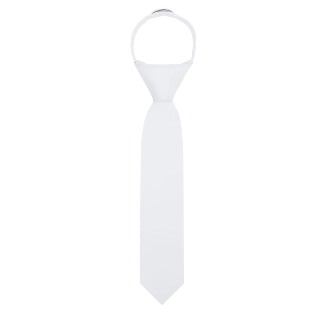 Kids' Solid 11" Zipper Tie - White